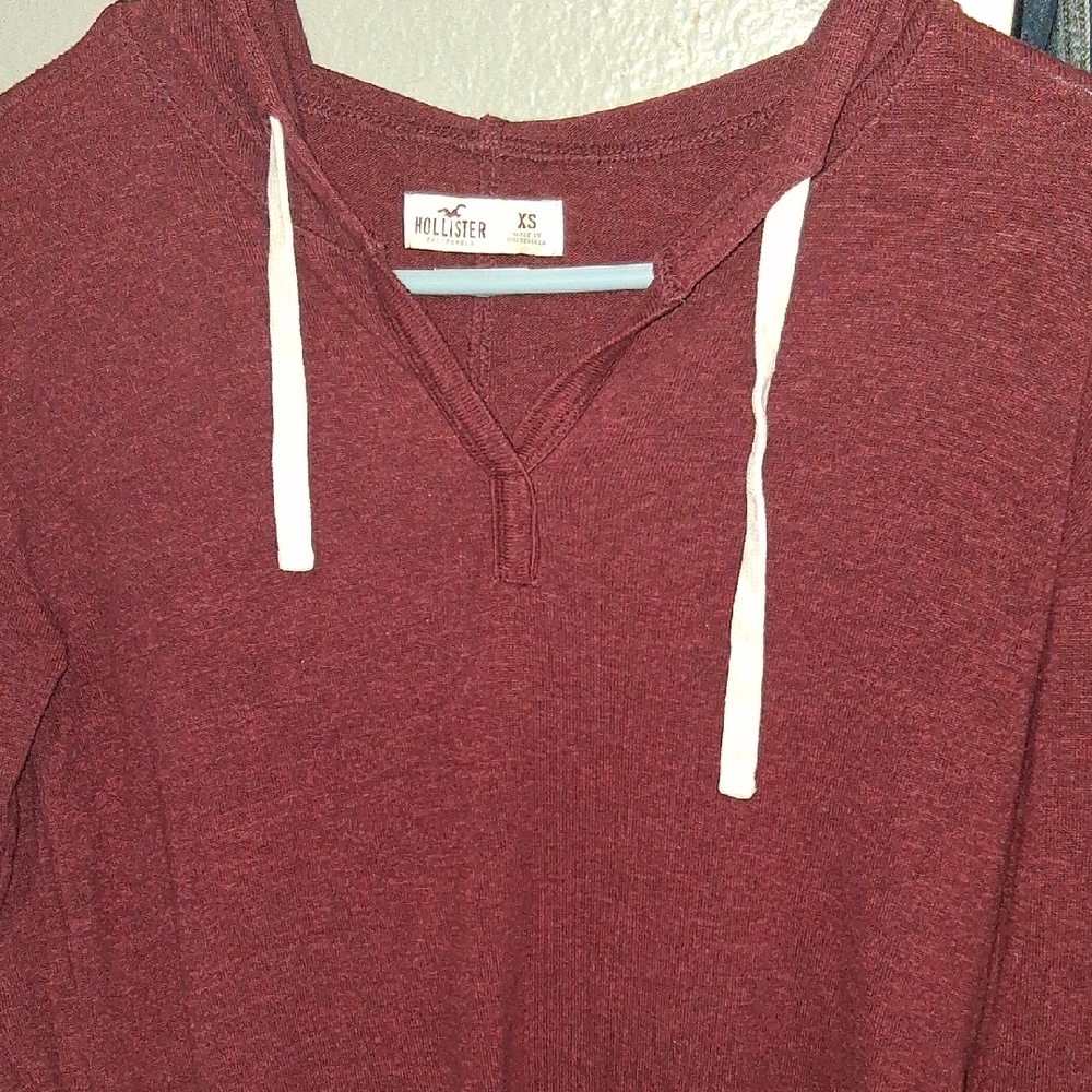 Hollister Burgundy Pullover with White Accents